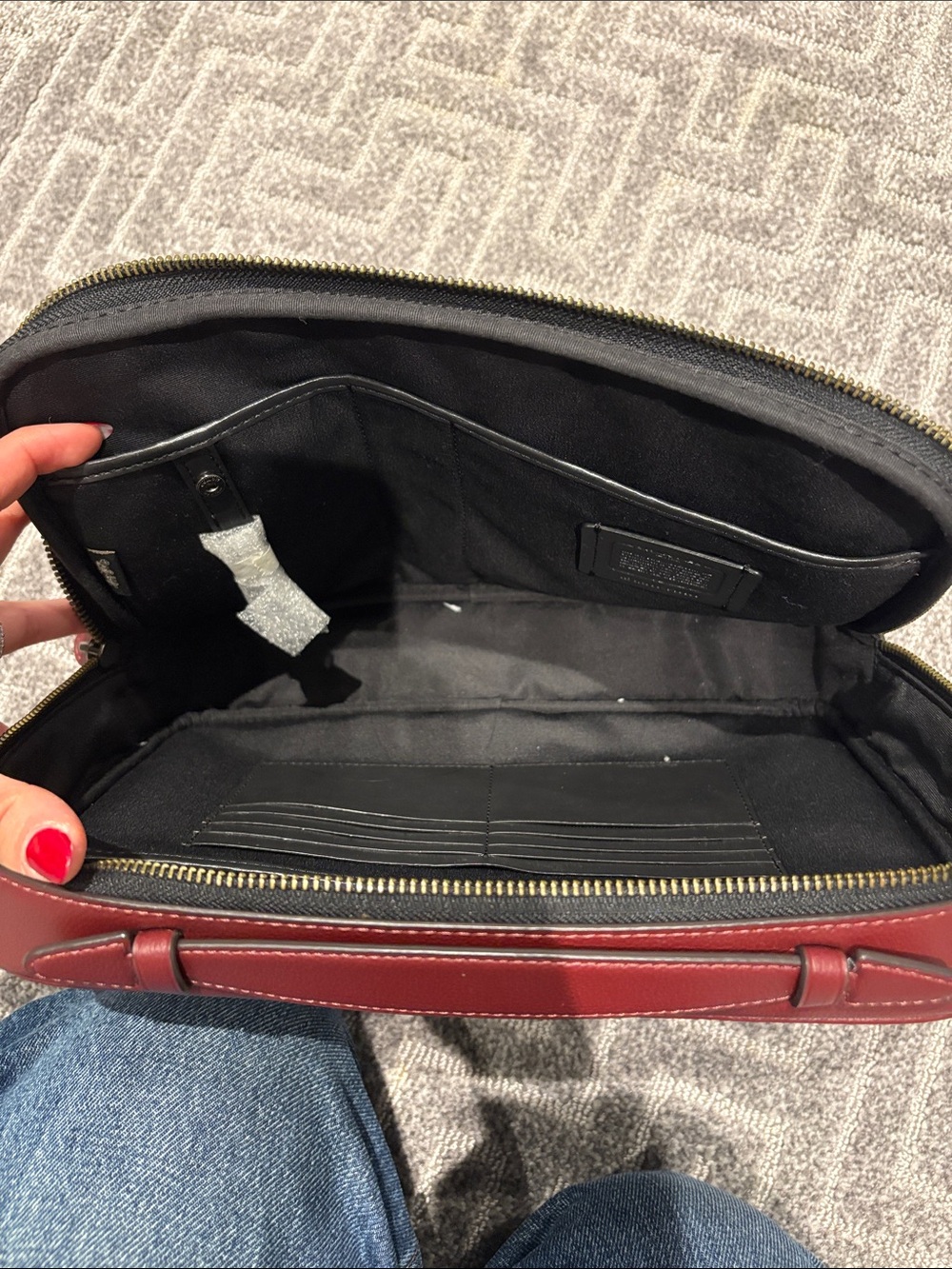 Coach Men's Wine Red Leather Toiletry Case - Picture 3 of 3